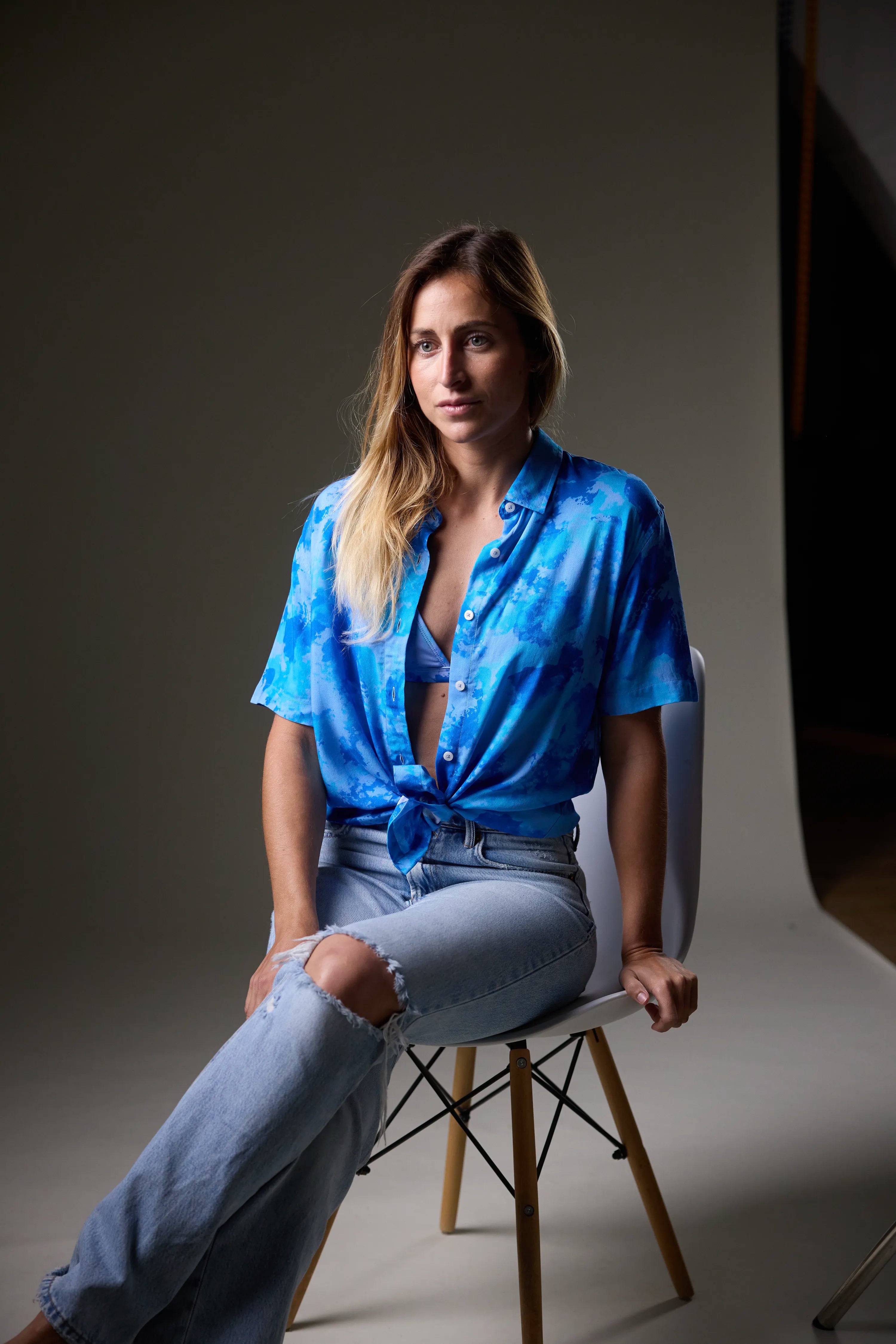 CAMISA MANGA CORTA MUJER LUCÍA AZUL