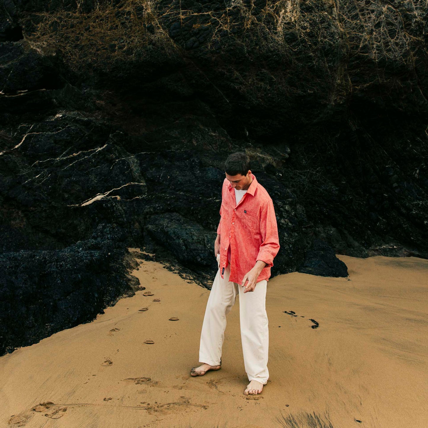 CAMISA DE LINO CORAL
