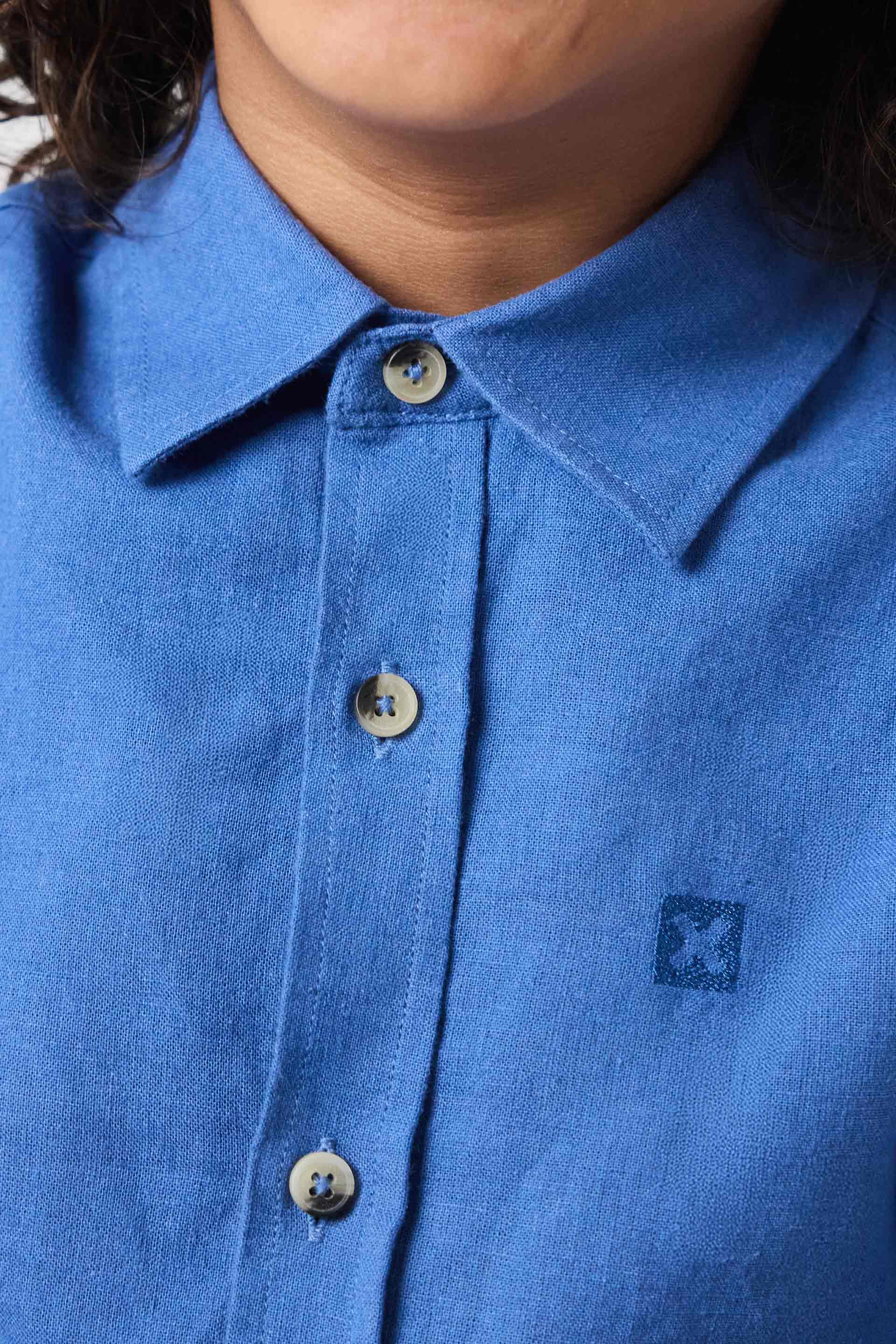 INDIGO BLUE LINEN KIDS SHIRT