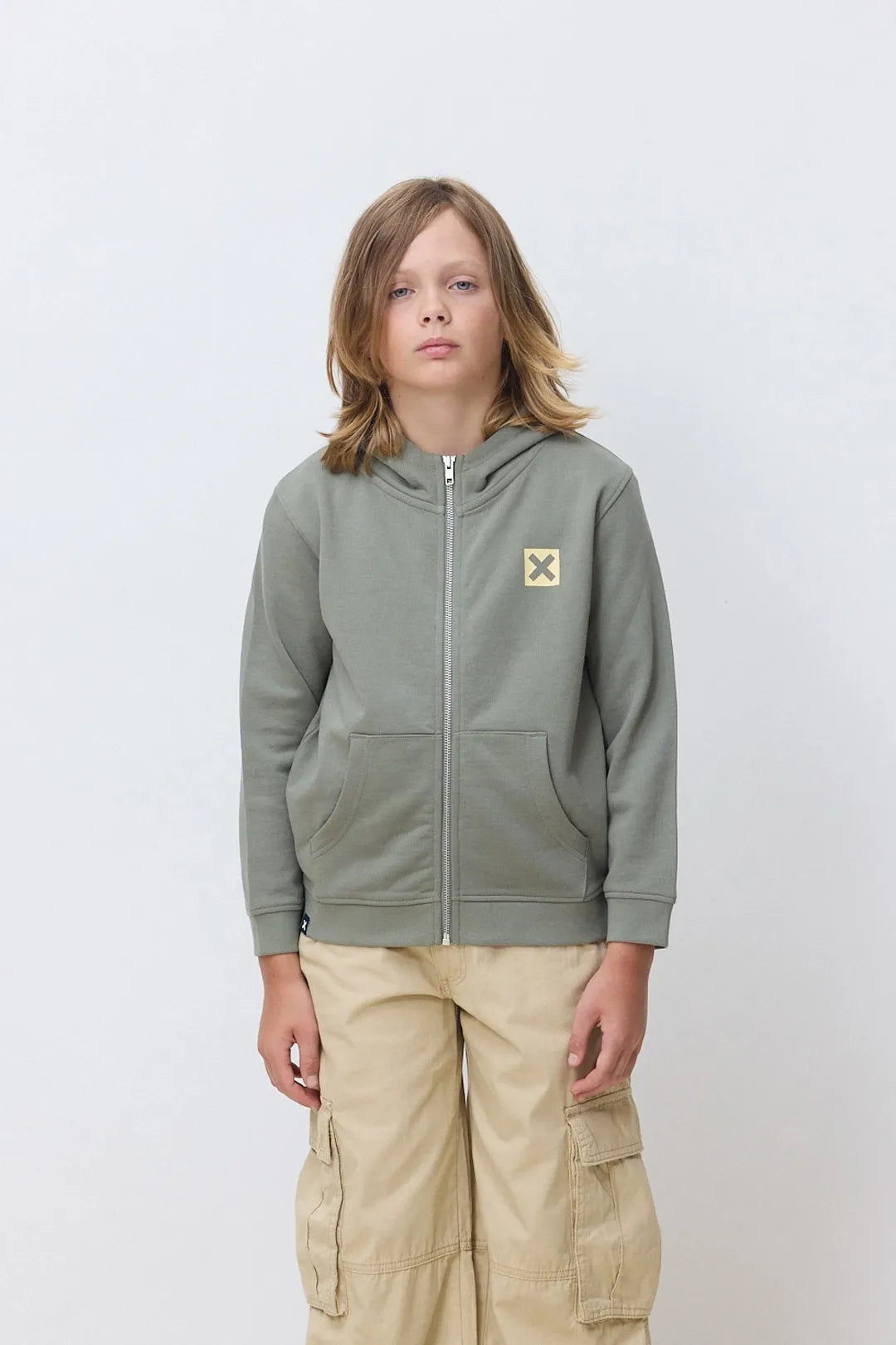 OLIVE GREEN NATURE KIDS FULL ZIP HOODIE