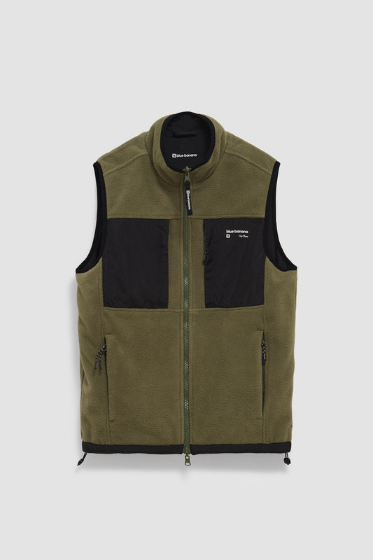 OLIVE GREEN ROPE FLEECE VEST