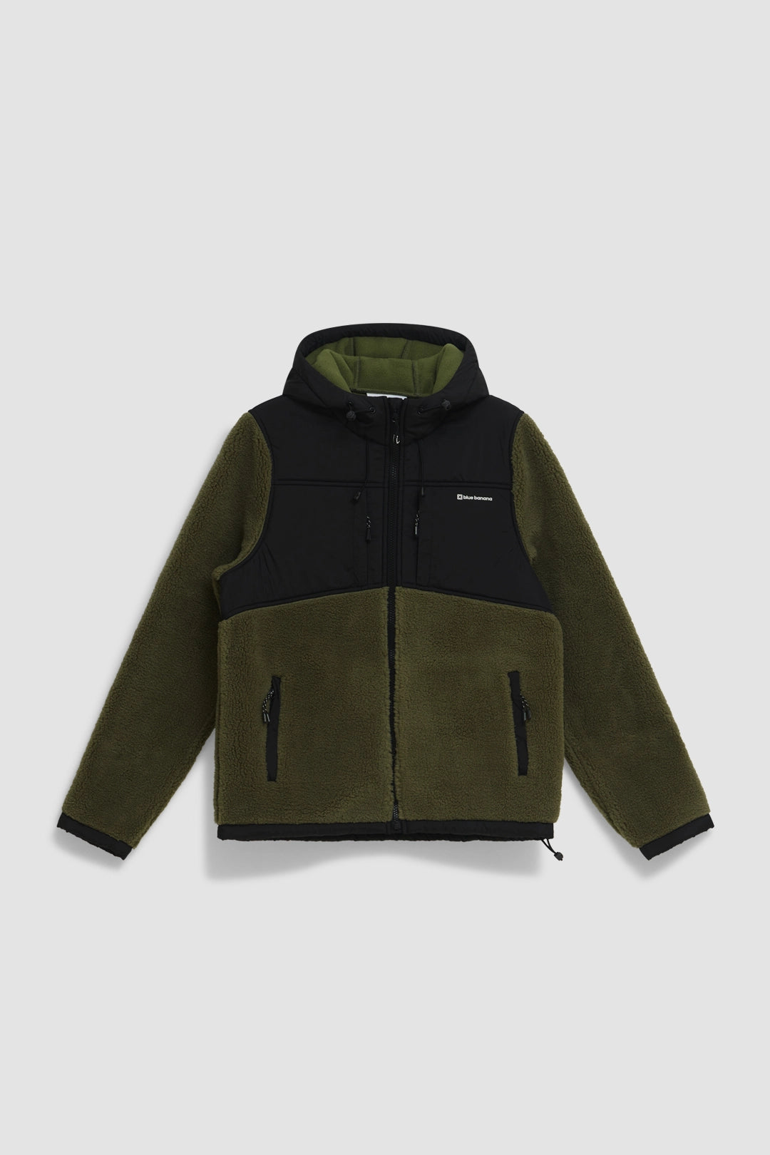 OLIVE GREEN SHERPA POLAR HOODIE